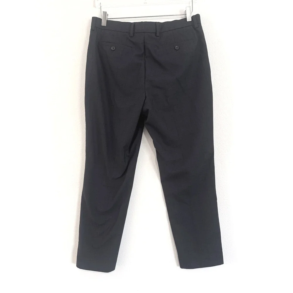 Banana Republic Men's Standard Fit Dress Pants 32x30 Charcoal Grey Black Plaid